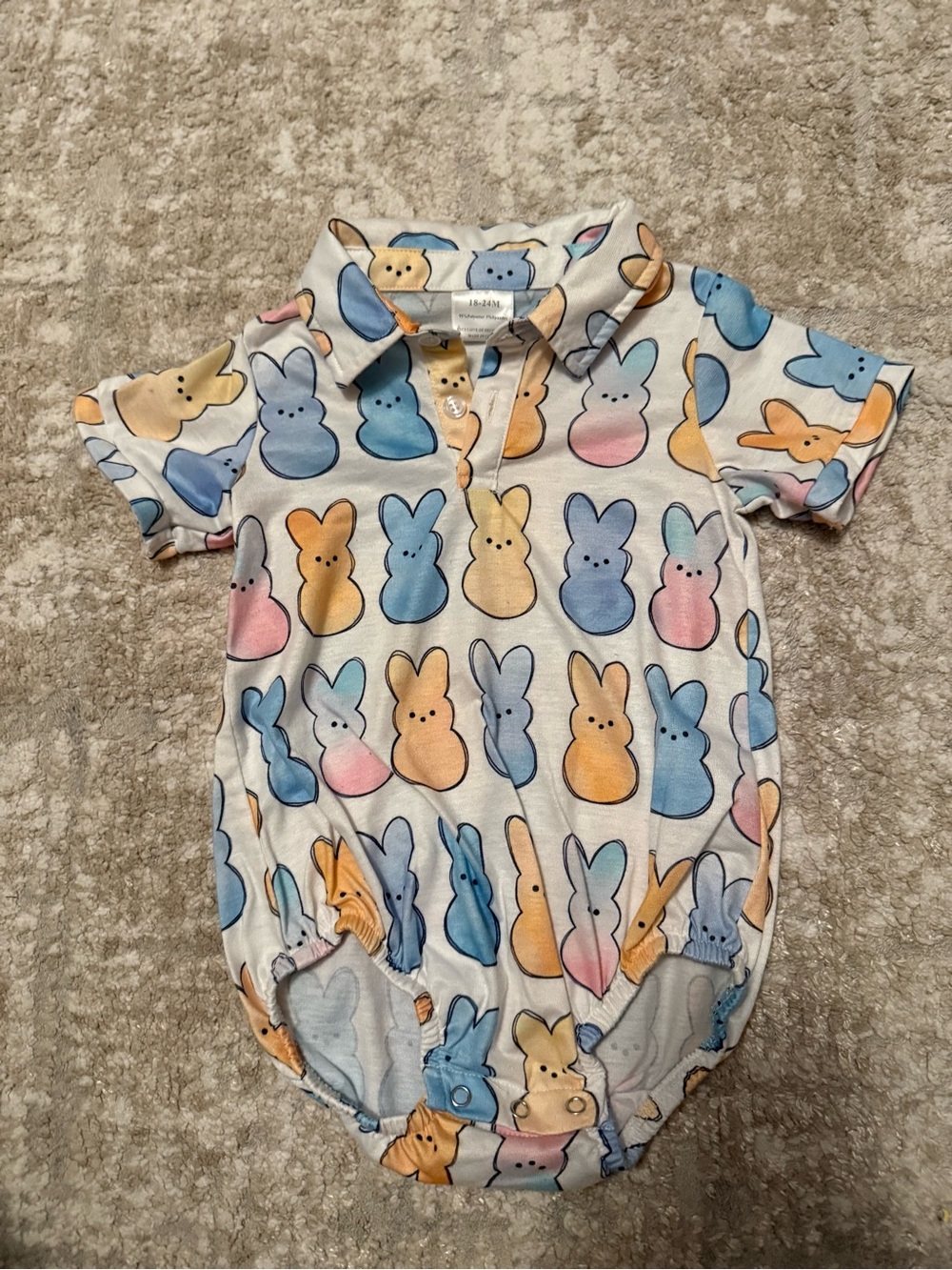 Small shop Pastel Bunny Polo Romper One-Piece - Multicolor size 18/24M